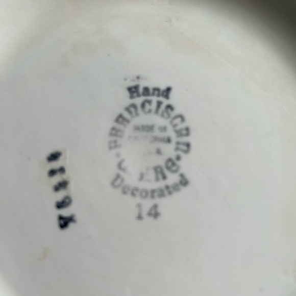 Large Salad Bowl Franciscan Pottery California Mid Century Desert Rose Pattern - Picture 5 of 10